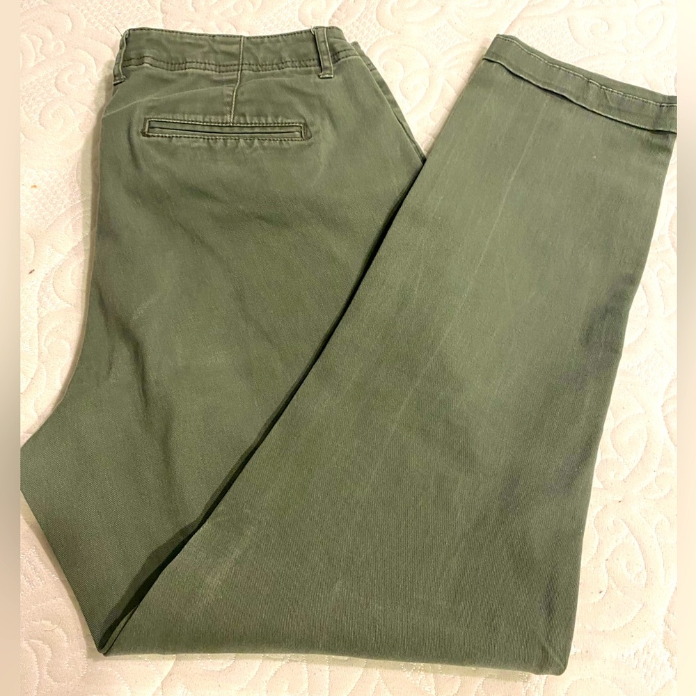 Straight leg olive green pants